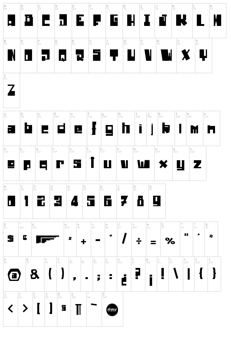 Drone Nation font map